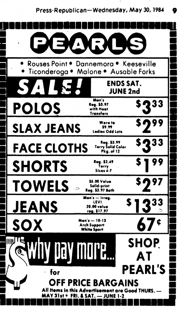 Part 2 Au Sable Forks (NY) Pearl’s Department Store A Family of Stores