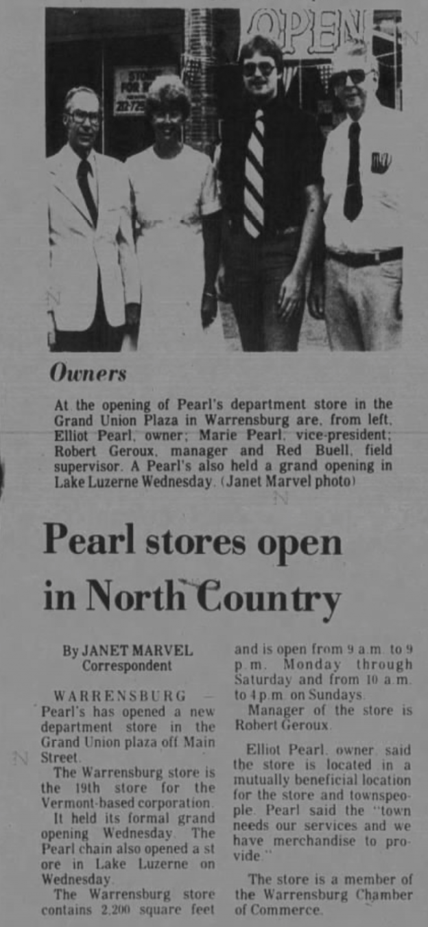 Part 2 Lake Luzerne (NY) Pearl’s Department Store A Family of Stores