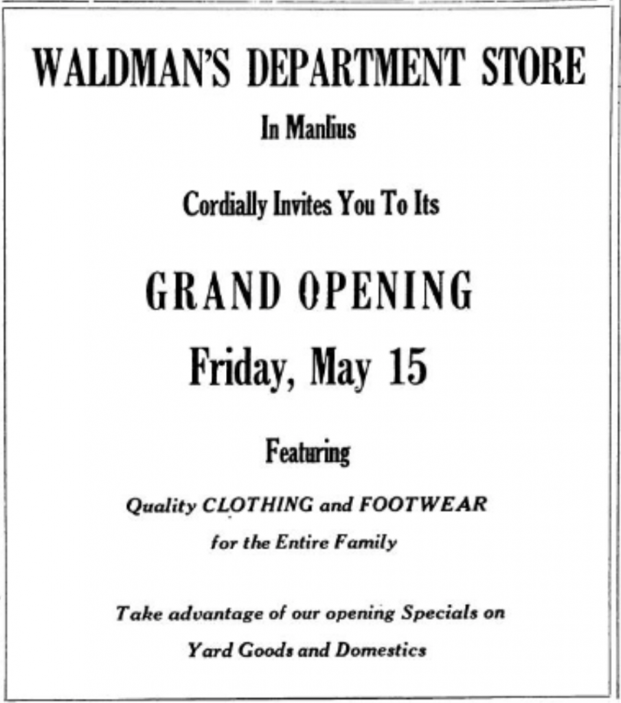 Part 2 Manlius (NY) Waldman’s Department Store A Family of Stores