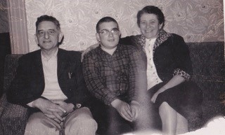 Jay Cohen's Bar MItzvah May 1959 [L to R: Max Ahrens, Jay Cohen, Ida (Perelman) Ahrens]